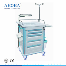 Équipement d&#39;hôpital de luxe abs avec le chariot clinique médical de tiroir